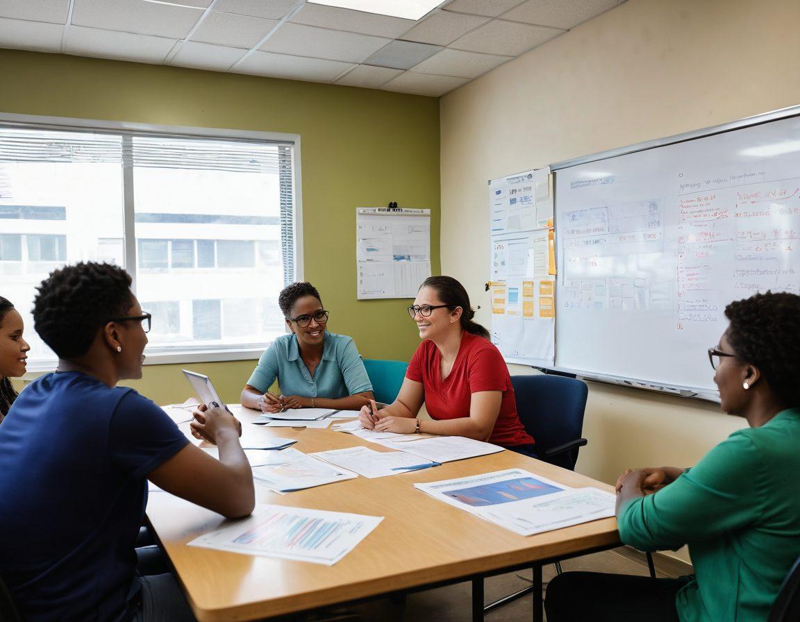 A diverse group of adult learners engaging in interactive sexual education workshops, surrounded by vibrant resource materials like charts and digital devices. The setting is a welcoming classroom filled with natural light, and each learner shows enthusiasm and curiosity. Include elements like a whiteboard with key concepts, a facilitator guiding the session, and a cozy, modern atmosphere. super-realistic. vibrant colors. inviting space.